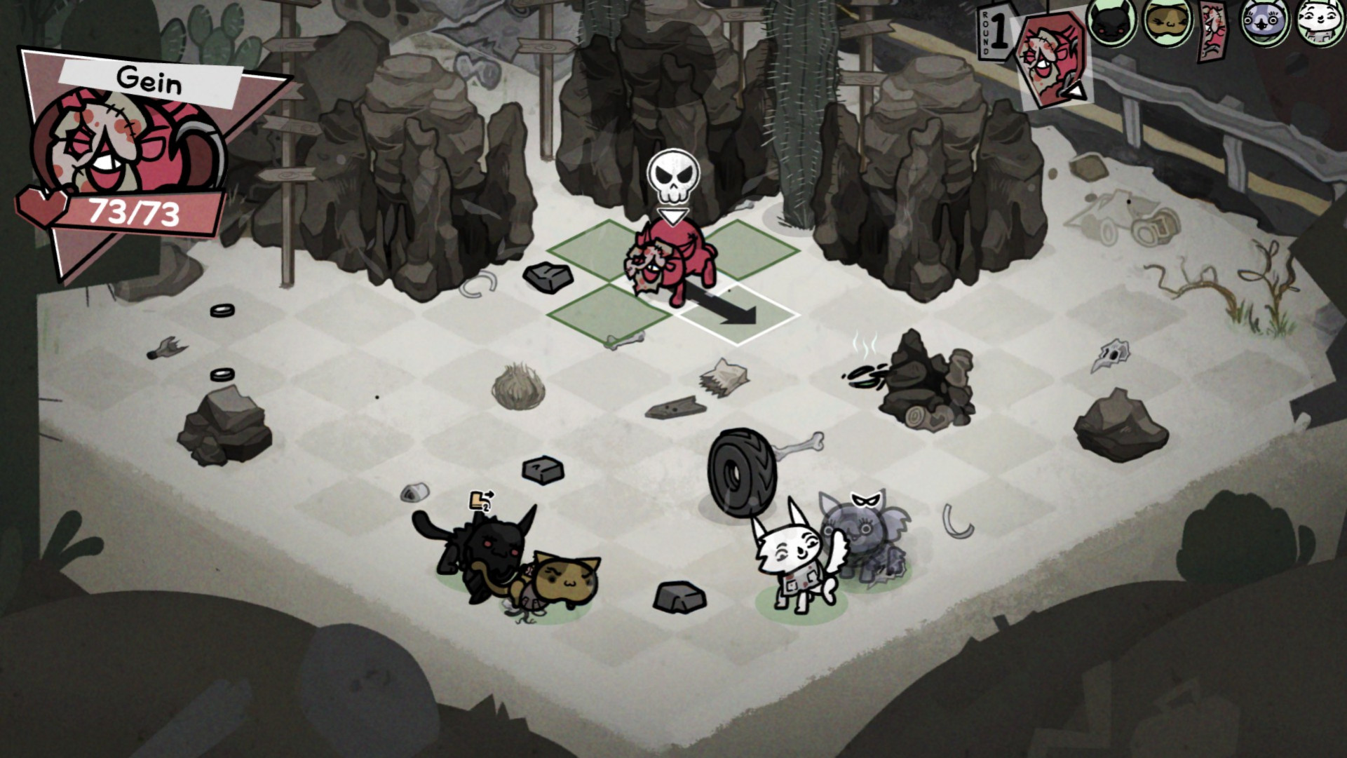 Бой с боссом — котом-мясником в Mewgenics.