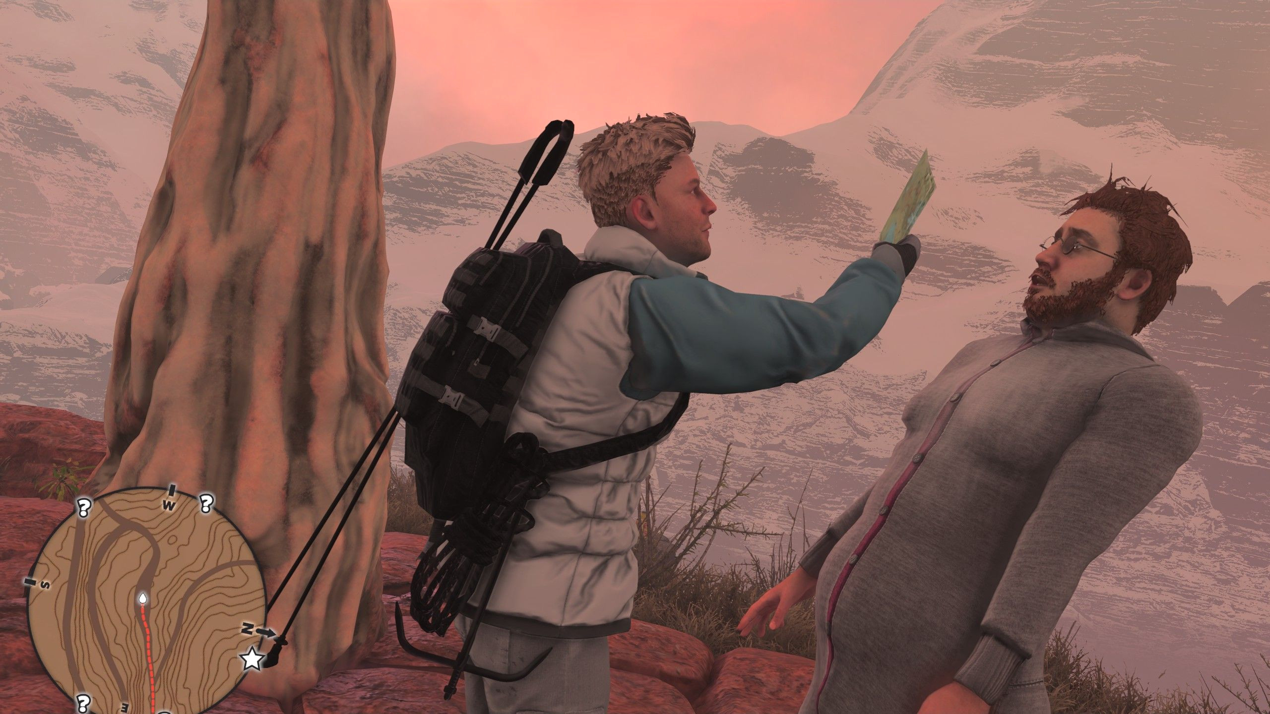 Майк машет картой перед лицом Нейта