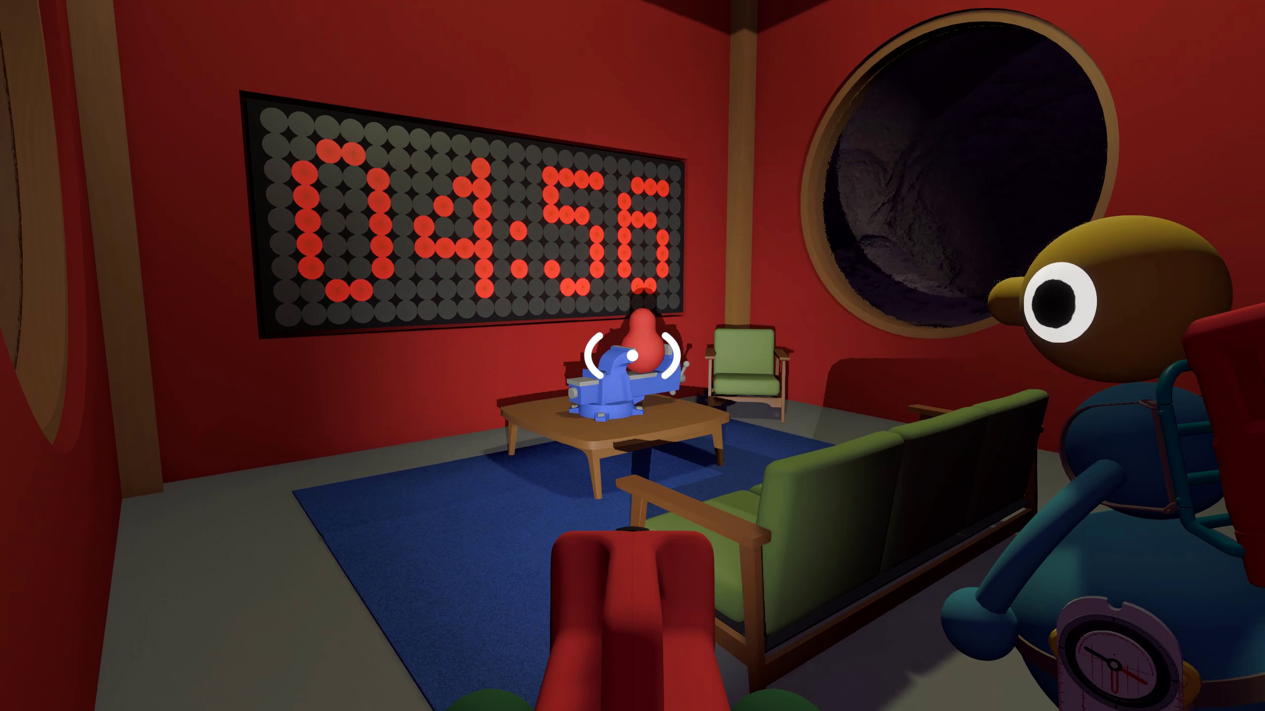 Игрок смотрит на таймер на стене, показывающий 04:56