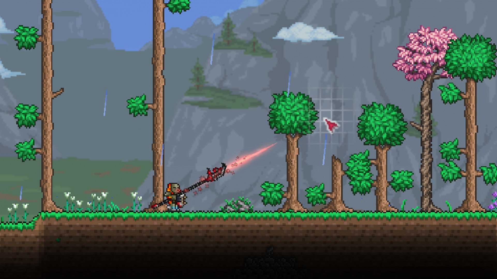 Среди лучшего оружия Terraria есть древковое оружие, стреляющее красным лазером