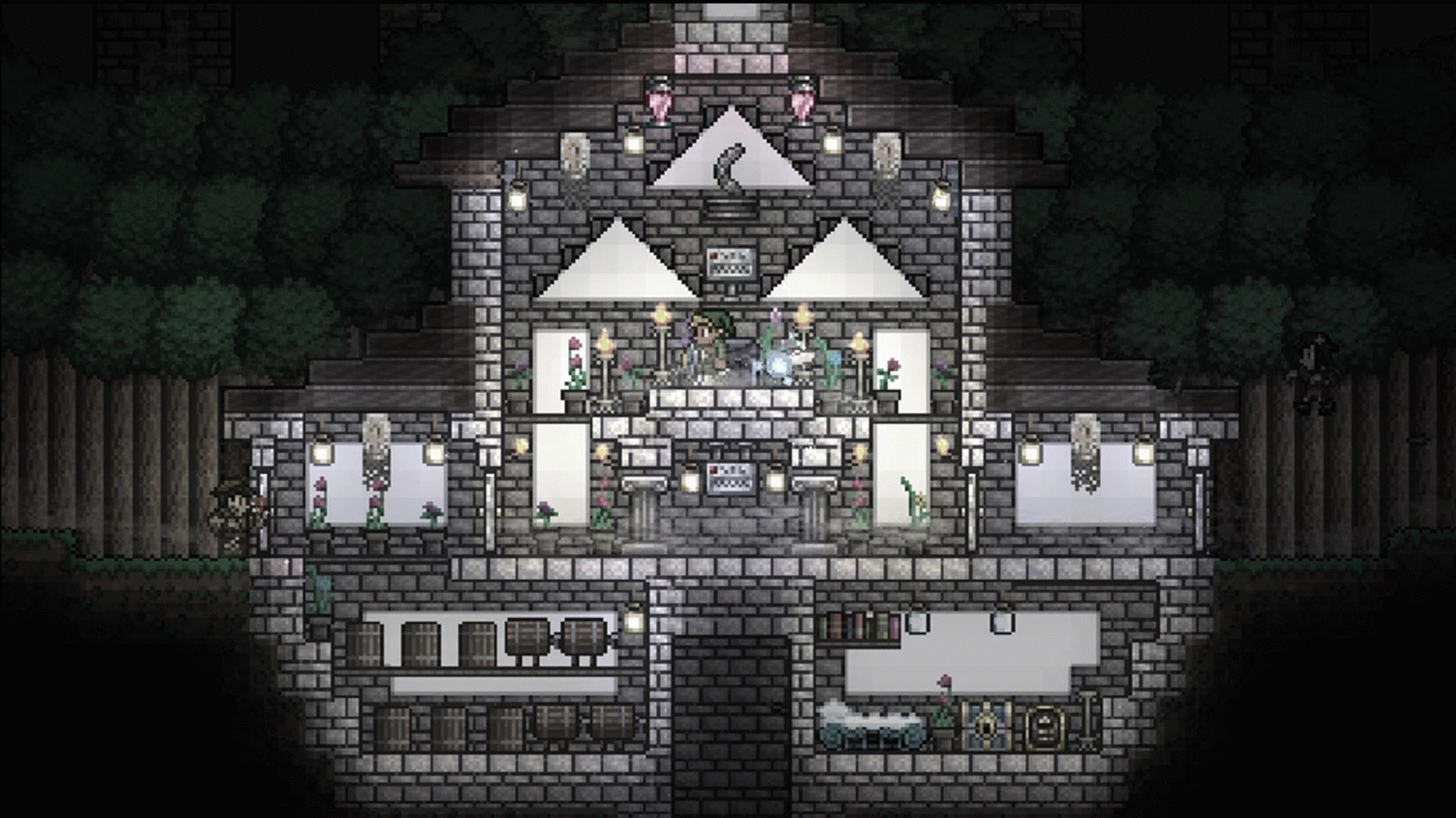 Моды для Terraria: Линк из The Legend of Zelda сидит внутри двухмерного дома.