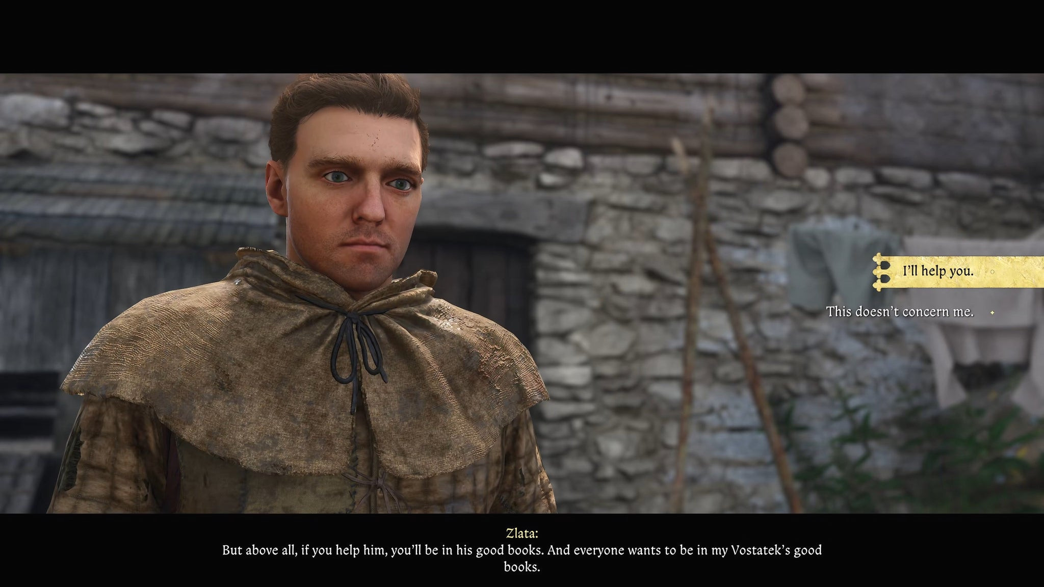 Генри в Kingdom Come: Deliverance 2 размышляет, помогать ли жителю деревни.