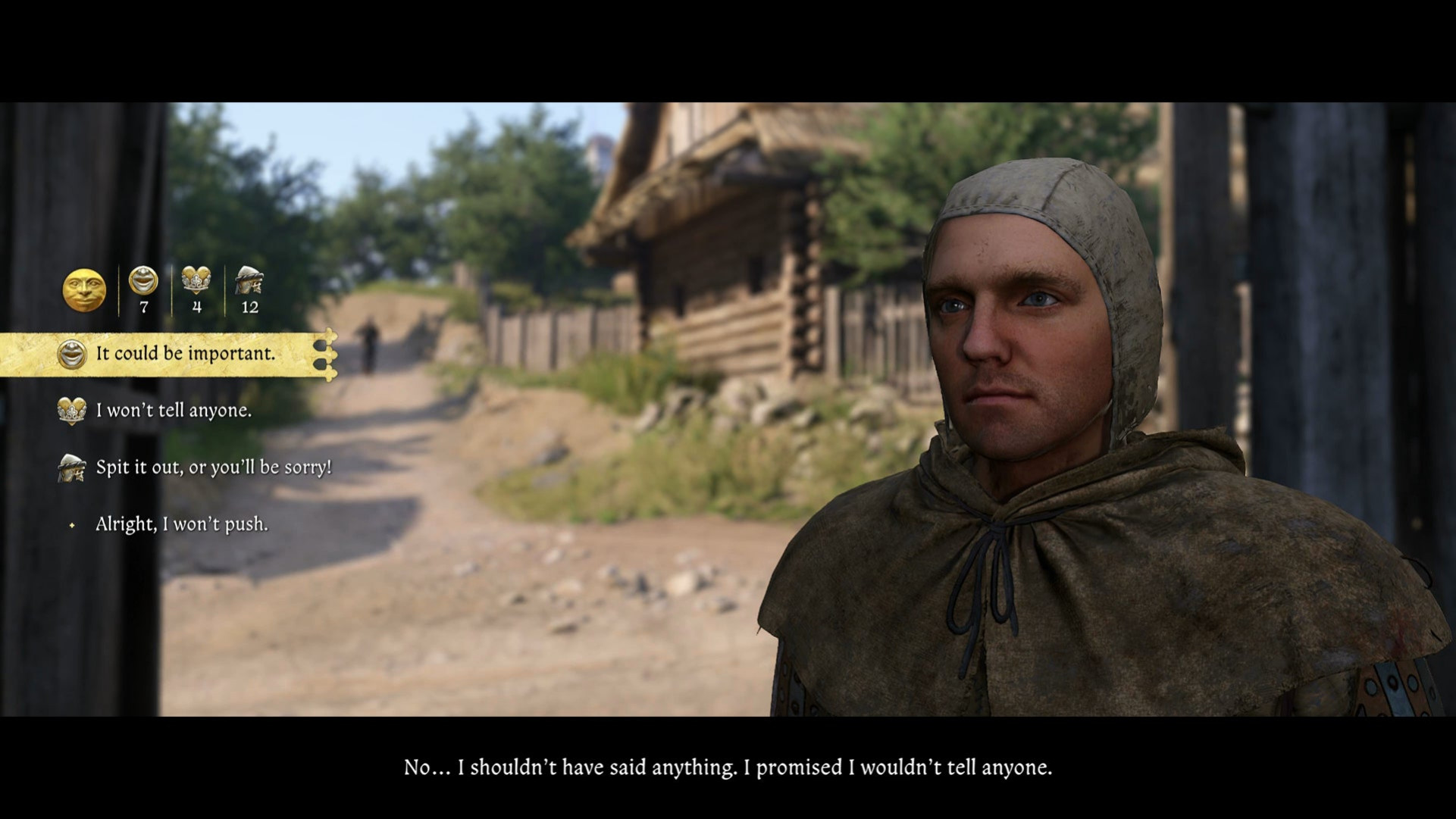 Индржих допрашивает Душко во время квеста «Дурная кровь» в Kingdom Come Deliverance 2.