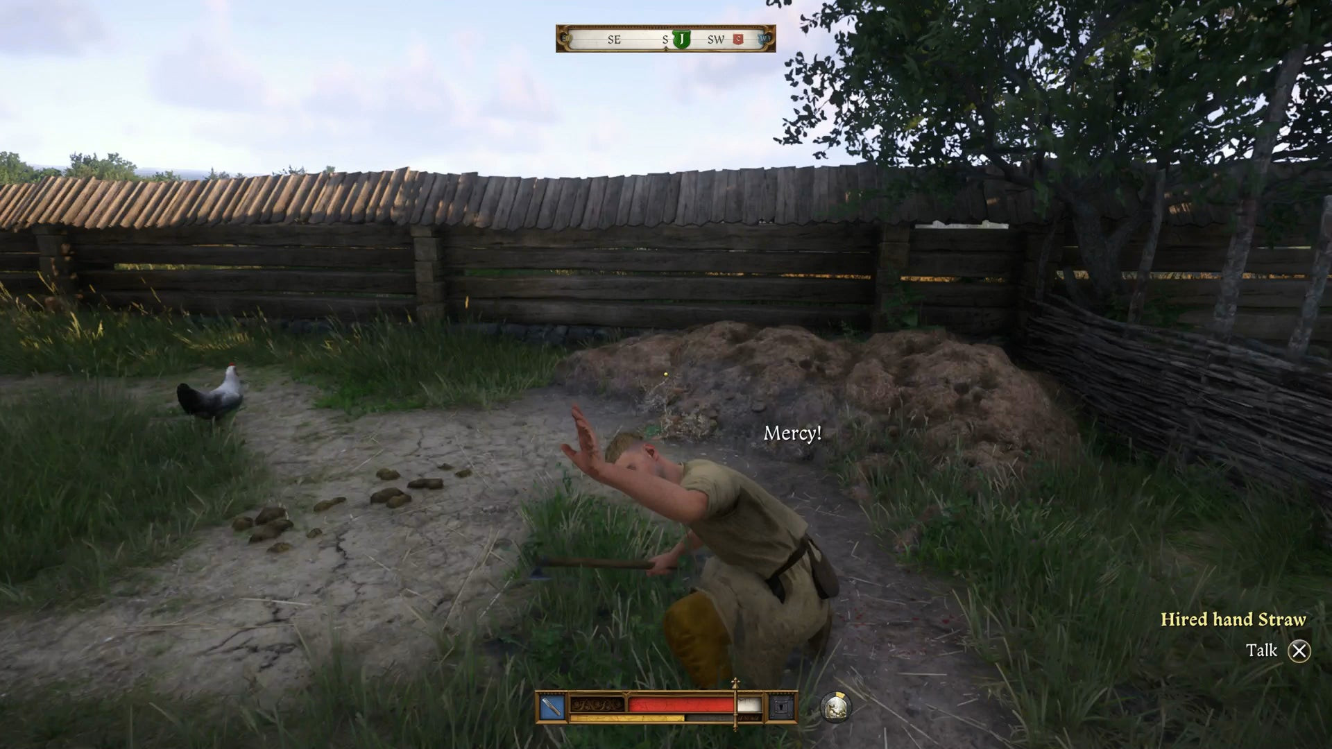 Батрак Солома просит пощады во время квеста «Дурная кровь» в Kingdom Come Deliverance 2.