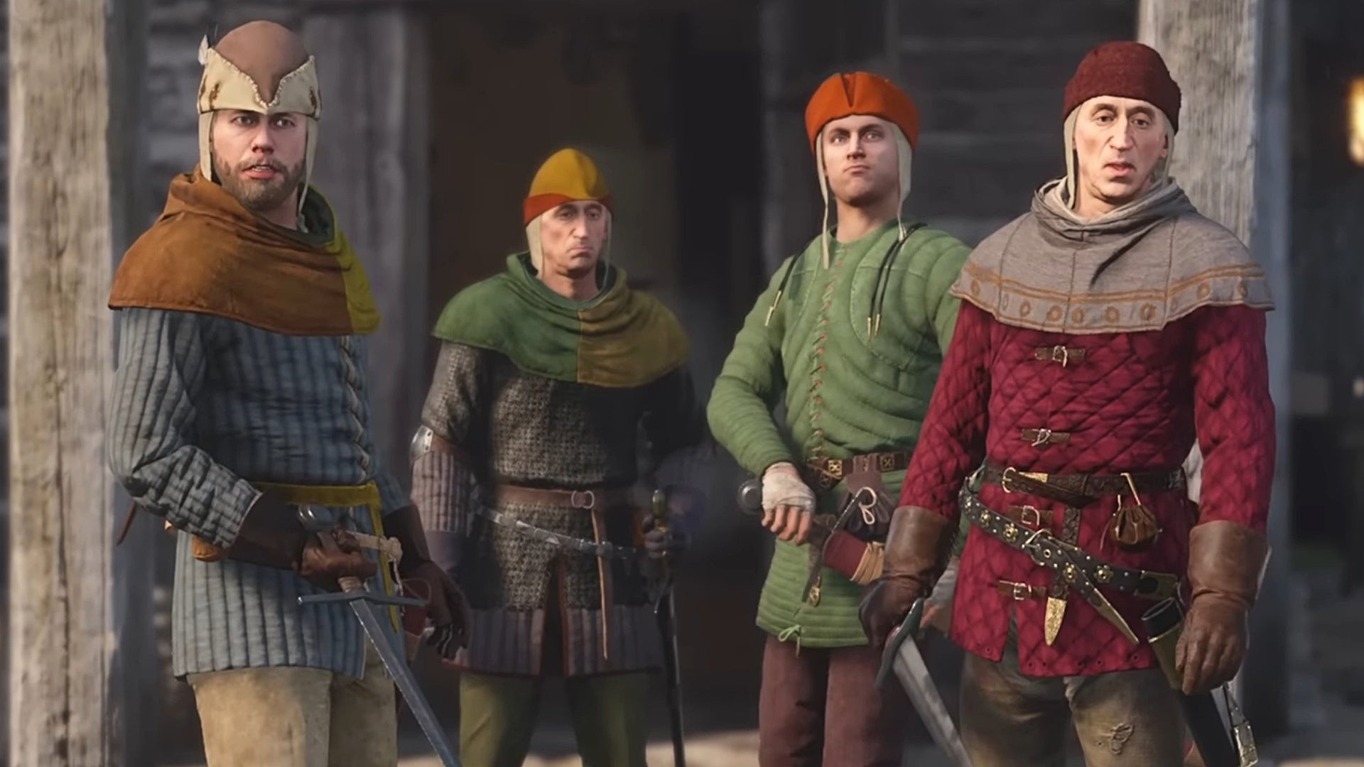 Группа бандитов вот-вот вколотит Кубенку в землю в Kingdom Come Deliverance 2