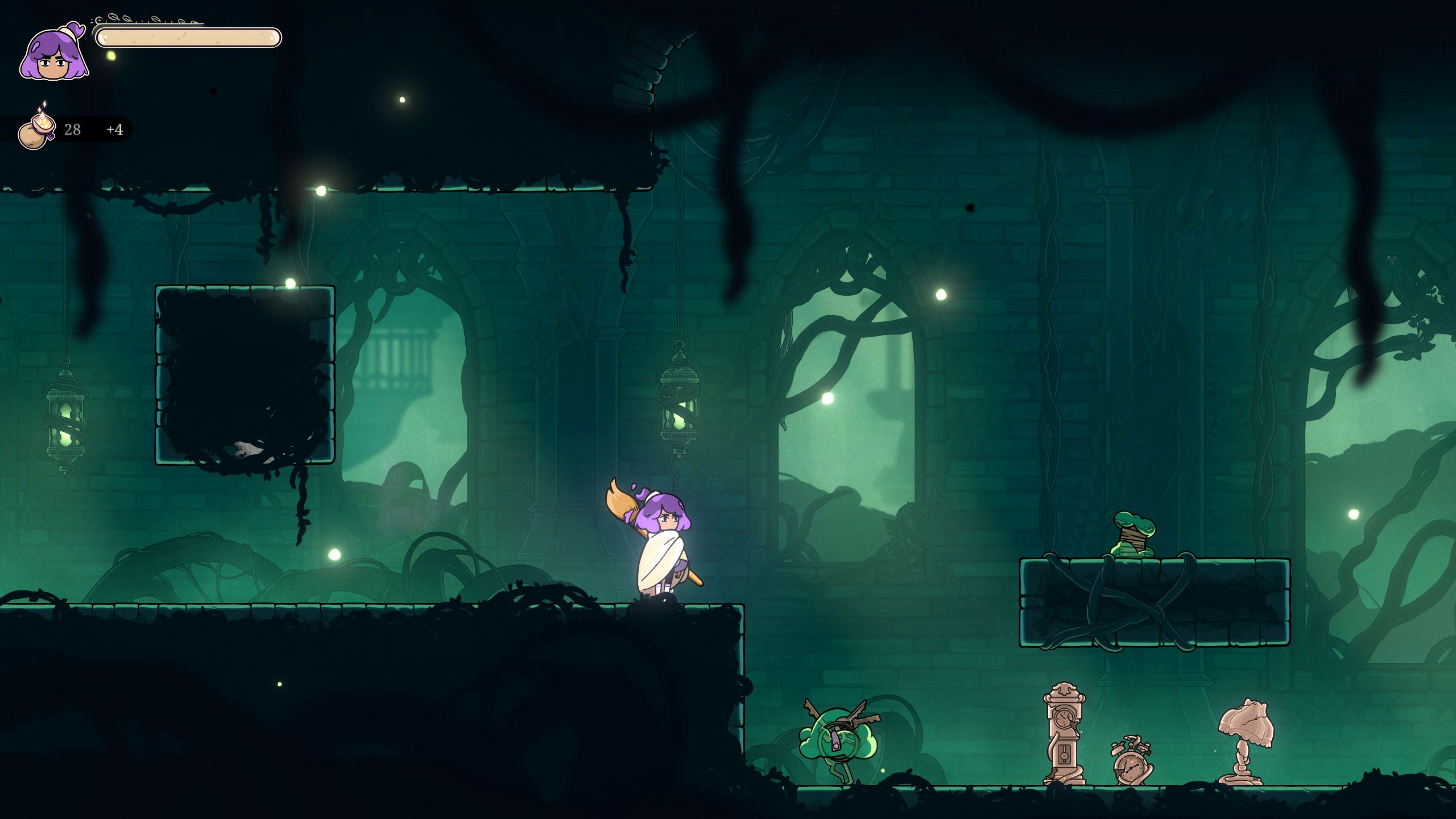 Constance сражается с врагом, похожим на связку ключей в липкой слизи