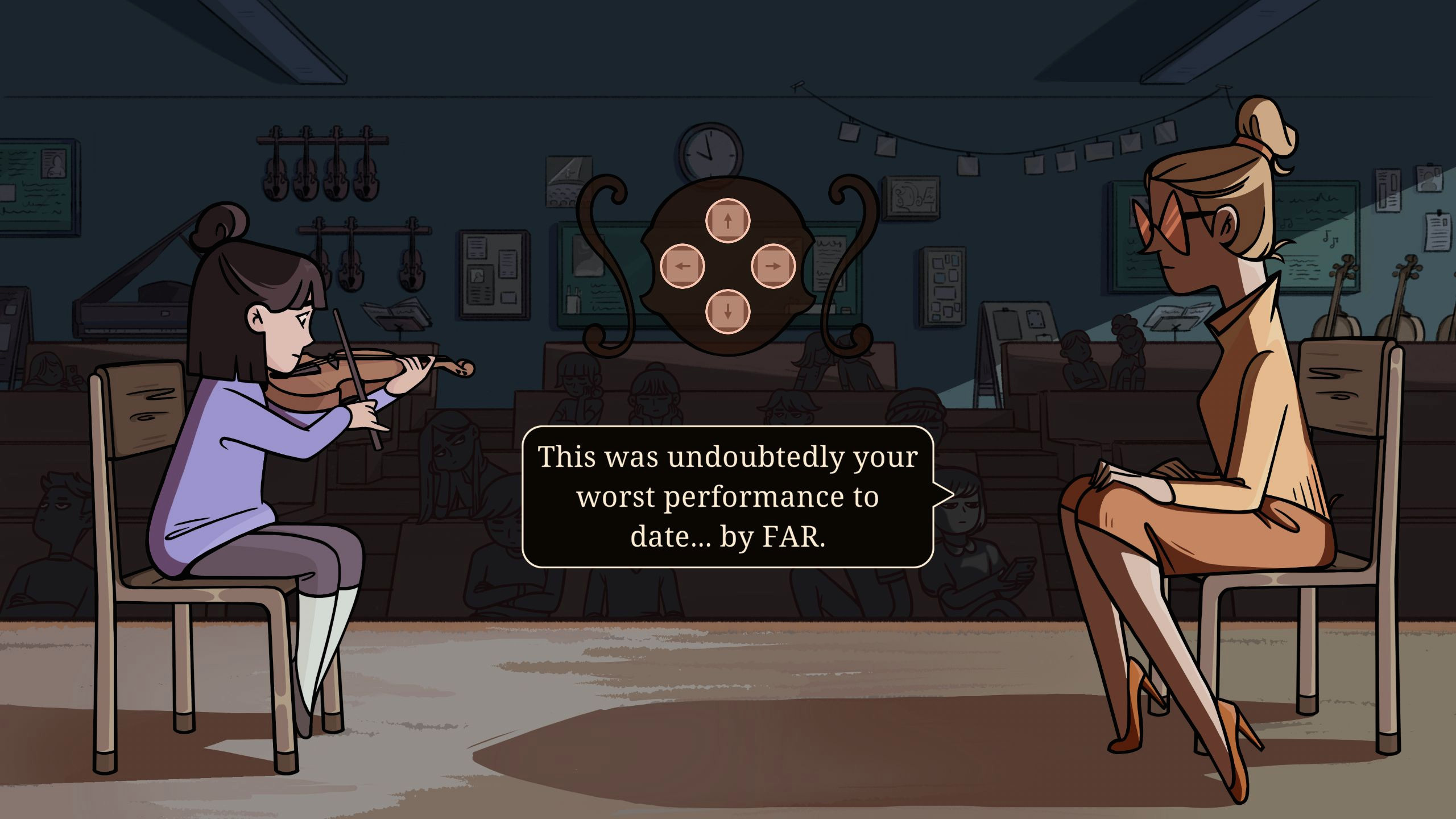 Будучи девочкой, Constance изо всех сил учится играть на скрипке