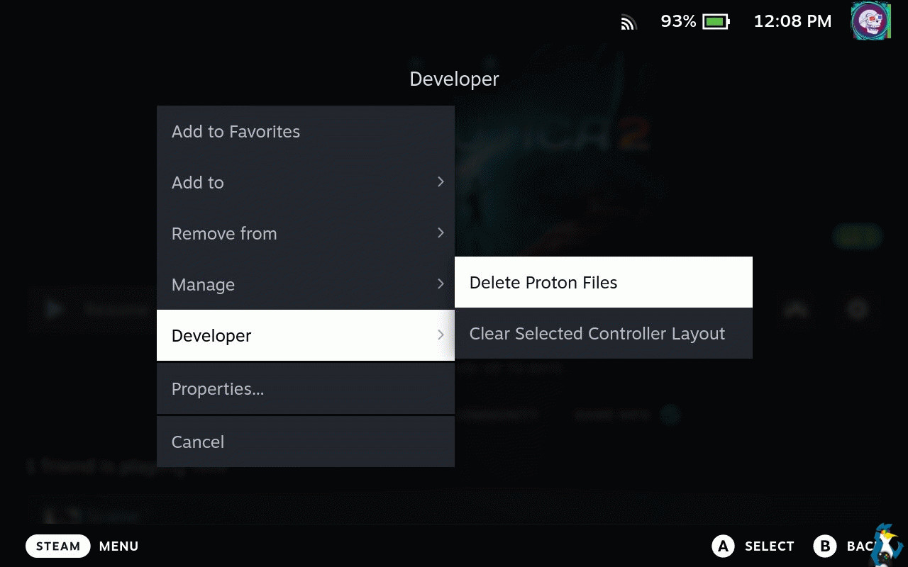 Опция Delete Proton Files в настройках Steam
