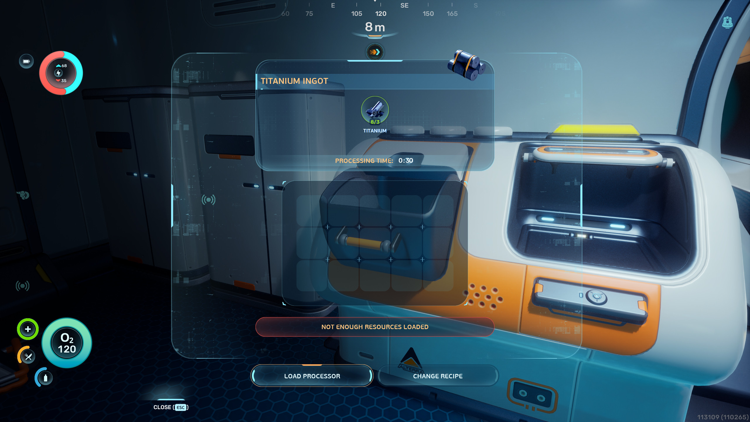 Subnautica 2 Титановые слитки: игрок использует Процессор внутри своей базы для создания Титановых слитков