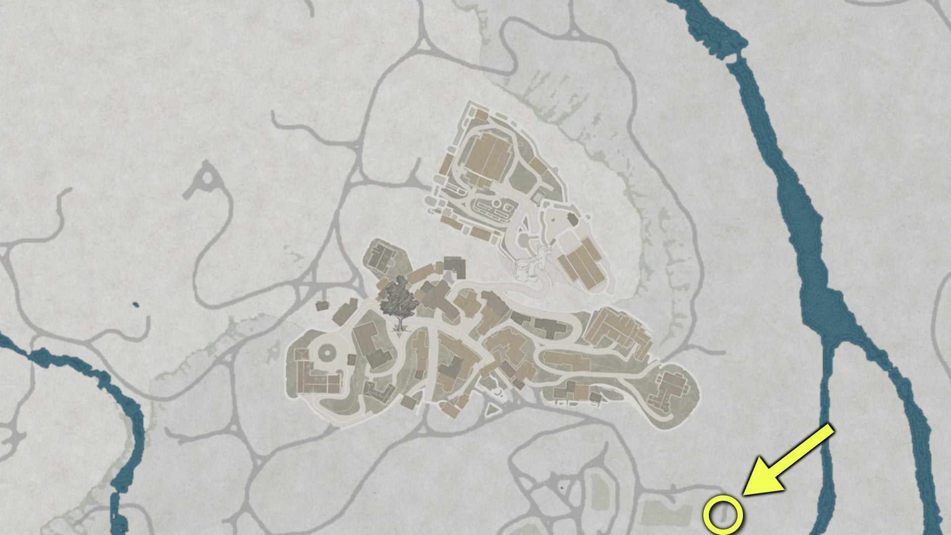 Скриншот из Map Genie: карта Эрнанда с отмеченным местоположением лавки Гримрака.