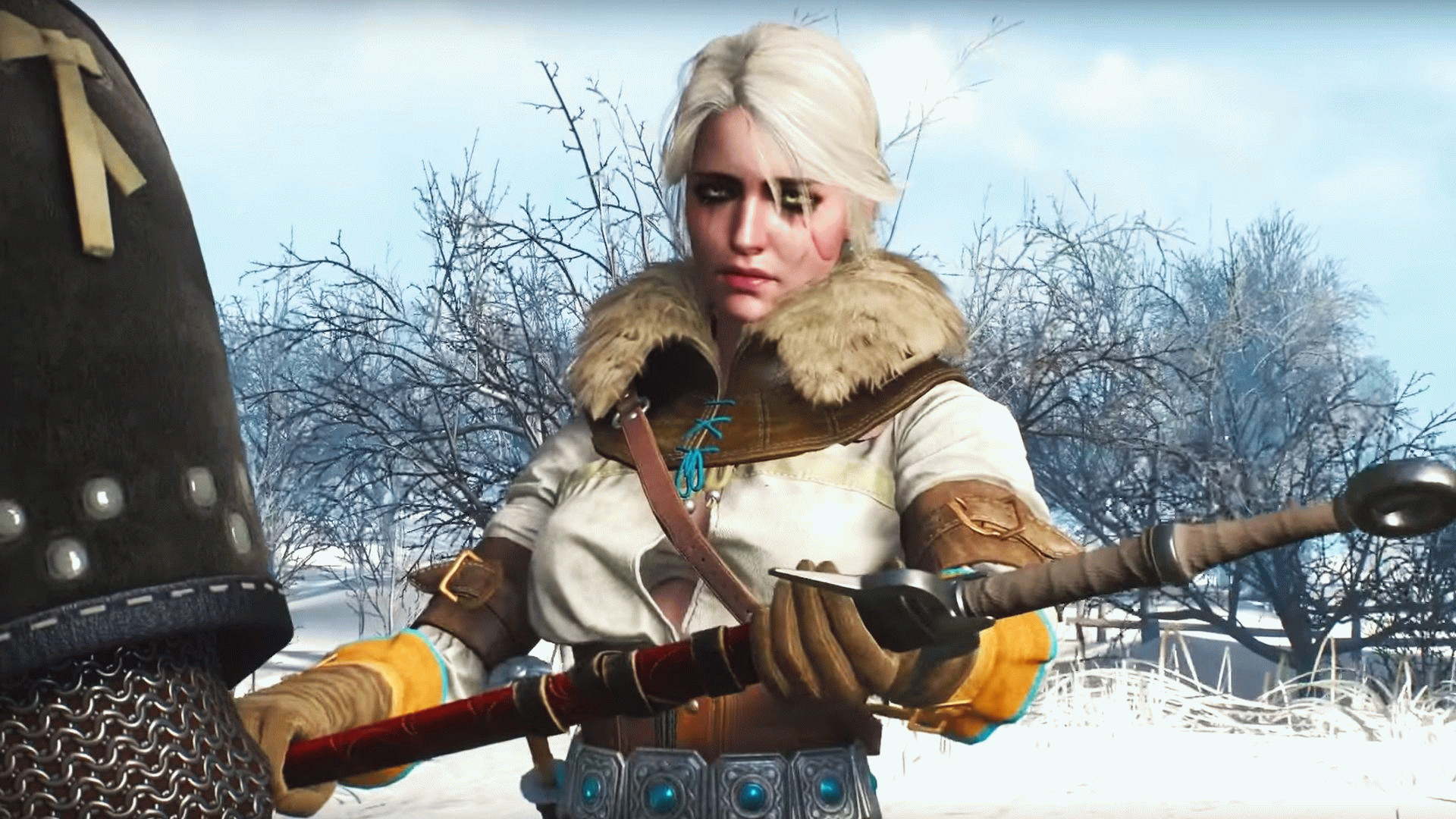 Цири держит меч перед отъездом в Нильфгаард в этой концовке Witcher 3