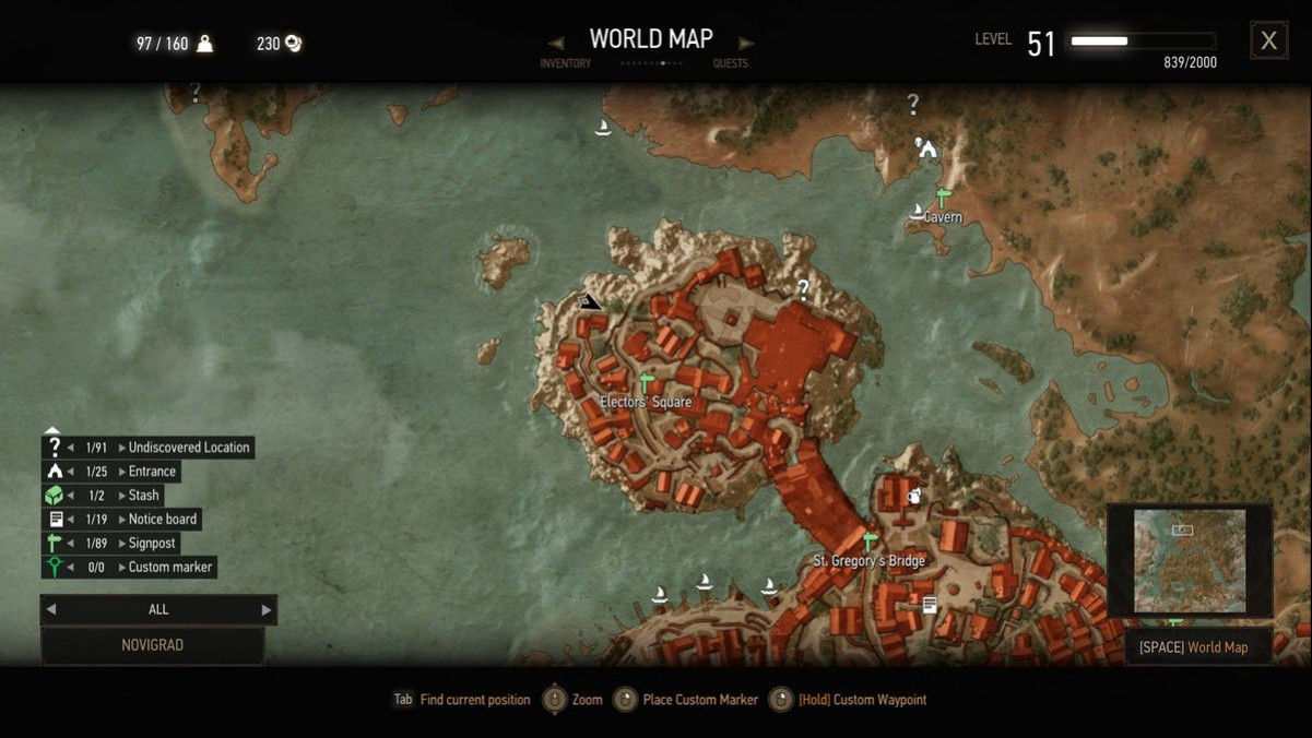 карта брони Школы Кота в The Witcher 3