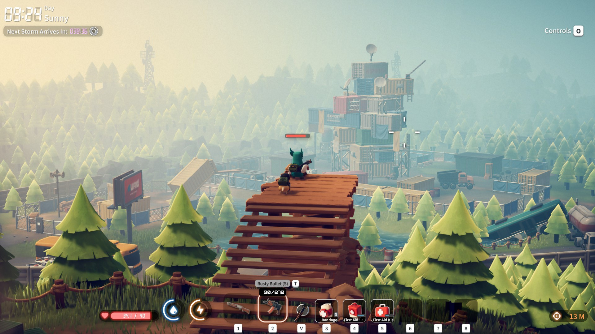 Утка осматривает вражеский лагерь в Escape From Duckov.