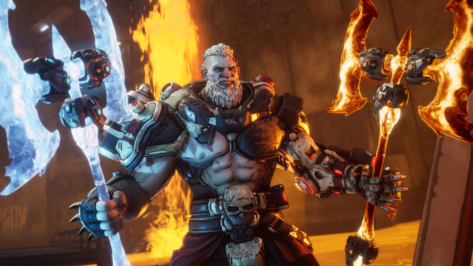 Borderlands 4 Amon - Кузнечный рыцарь держит два больших топора.