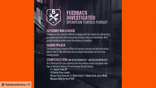 Компенсация за кибератаку Rainbow Six Siege X: заявление Ubisoft