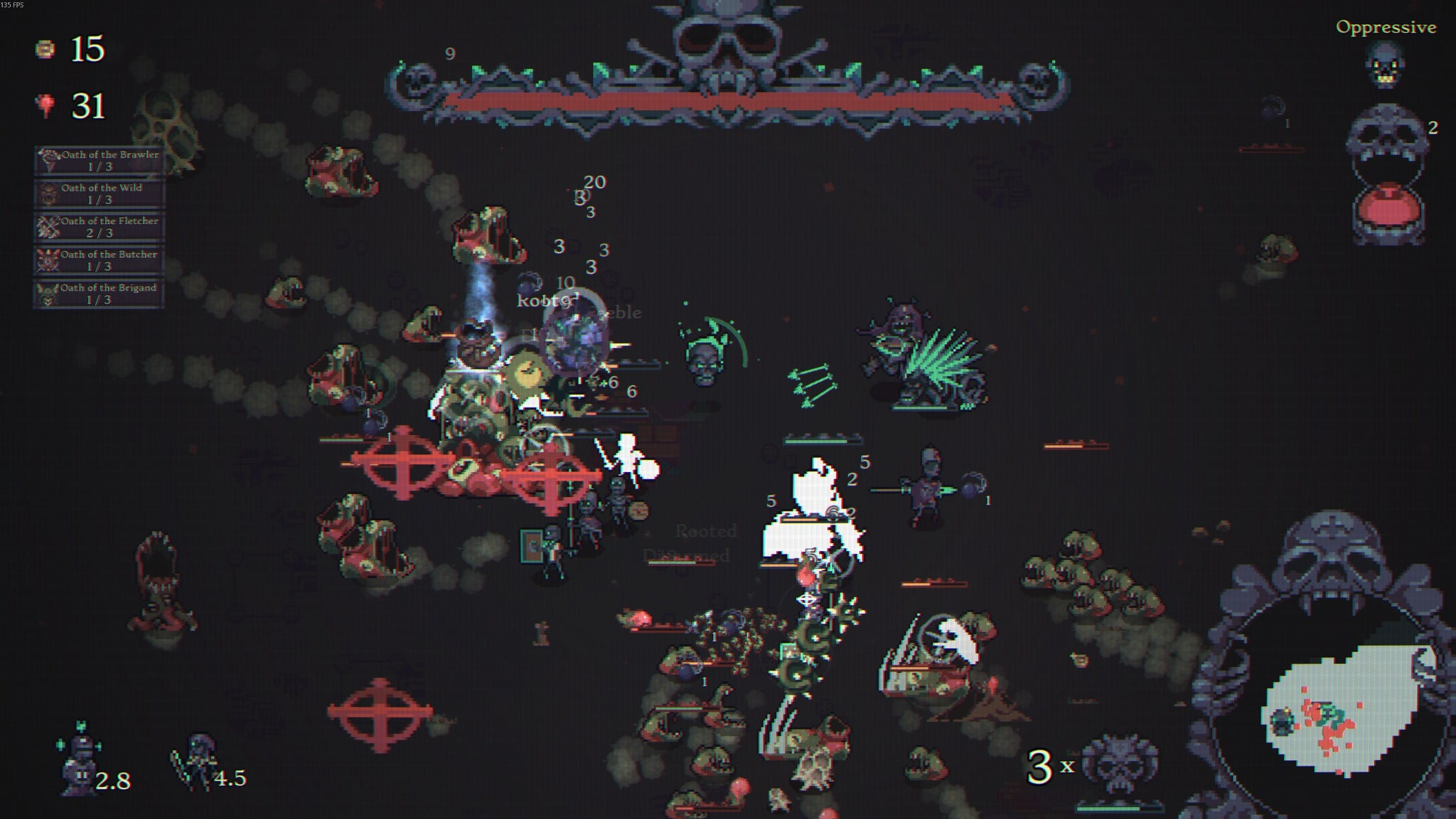 Толпы слизней окружают отряд скелетов игрока в Skull Horde.