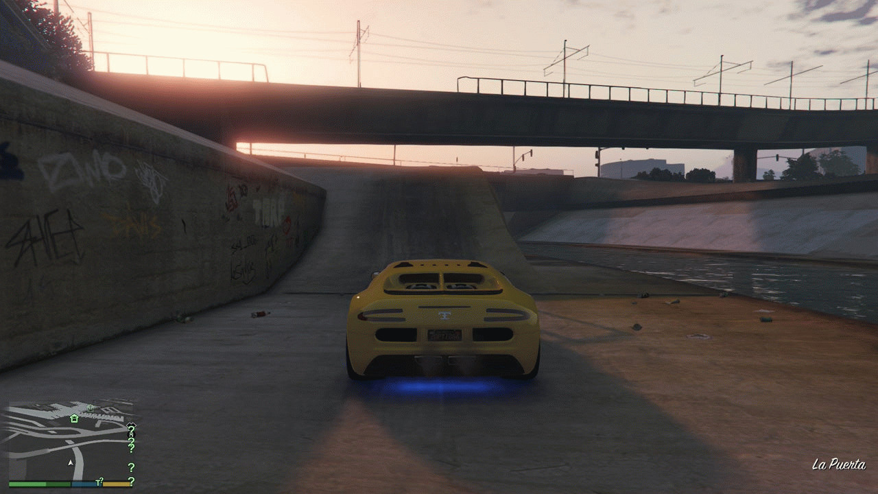 Сорок третий каскадёрский прыжок у дренажного канала Ла-Пуэрта в GTA 5