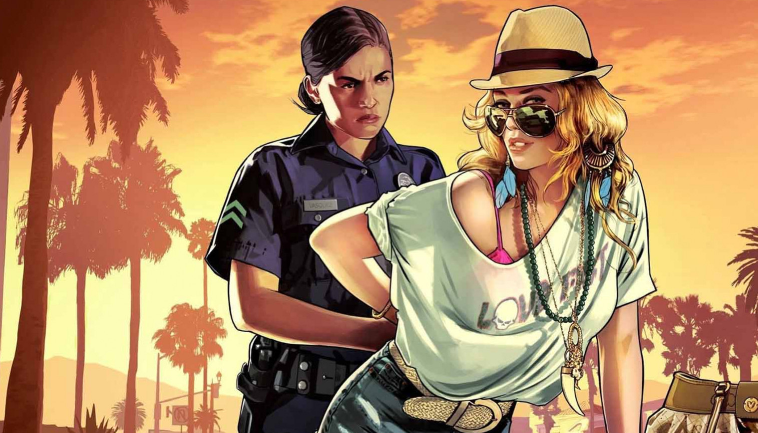 Полицейский в GTA 5 арестовывает женщину