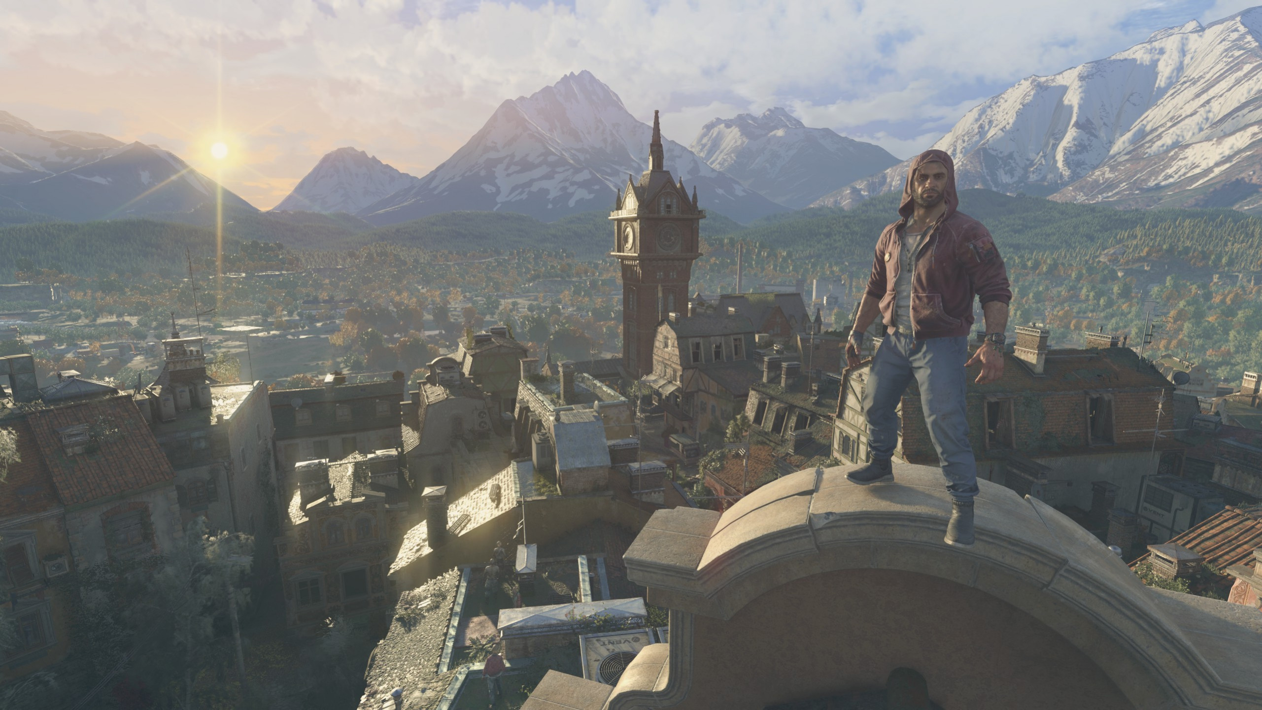 Кайл Крейн на крыше в небольшом городке