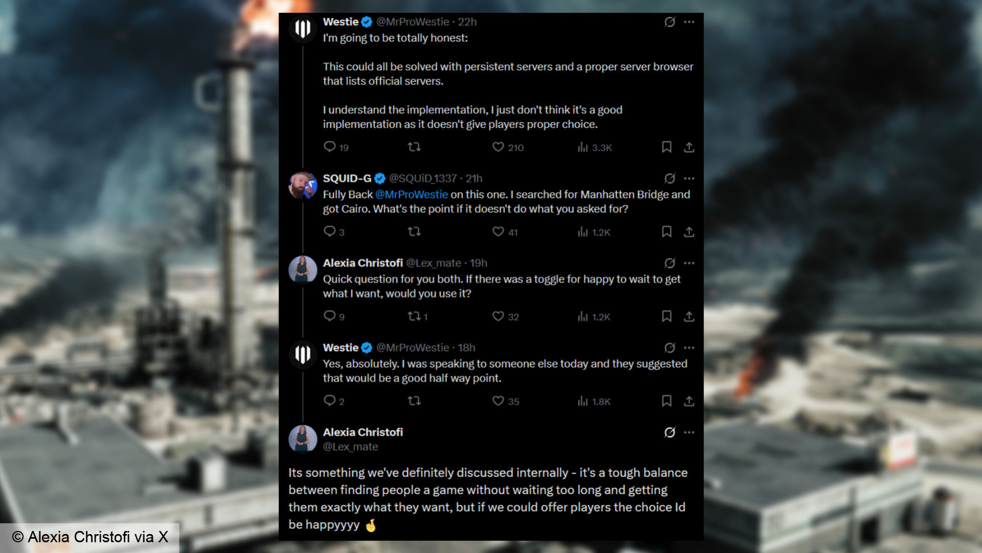 Battlefield 6, кастомный поиск — Алексия Христофи интересуется тумблером «Готов подождать»