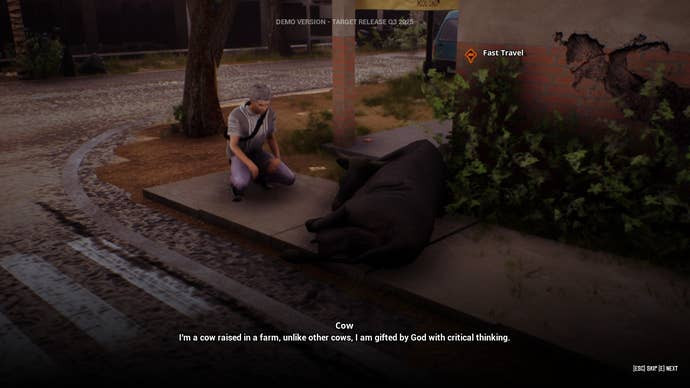 Умирающая корова с трудом дышит и предлагает вам необязательное задание на углу улицы в Troublemaker 2.