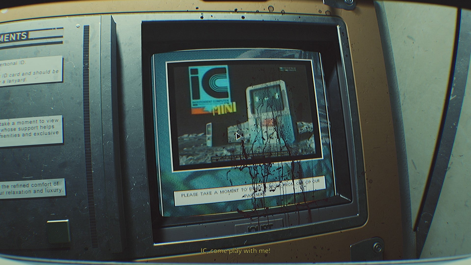 Бодрая реклама компаньона‑бота на запачканном экране в Routine.