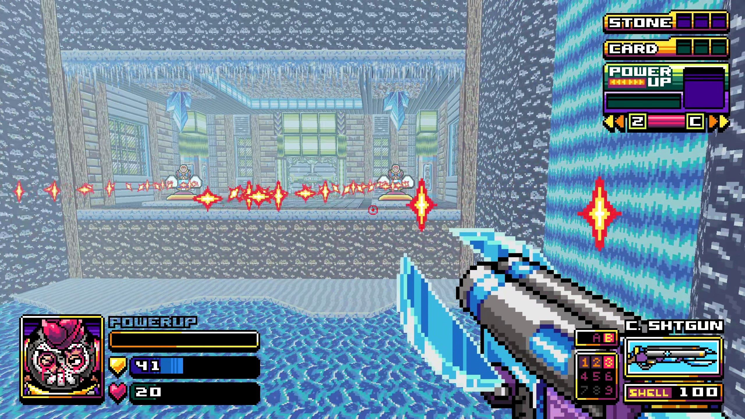 Ледяной дробовик в деле.