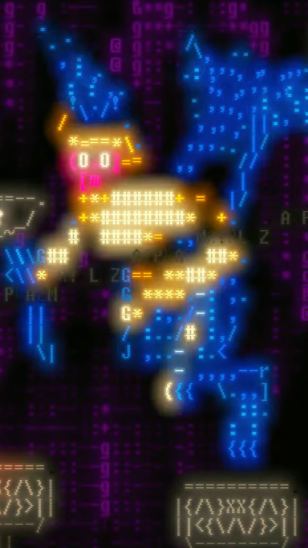 Враг с крыльями в Effulgence RPG, выполненный в ASCII-арте