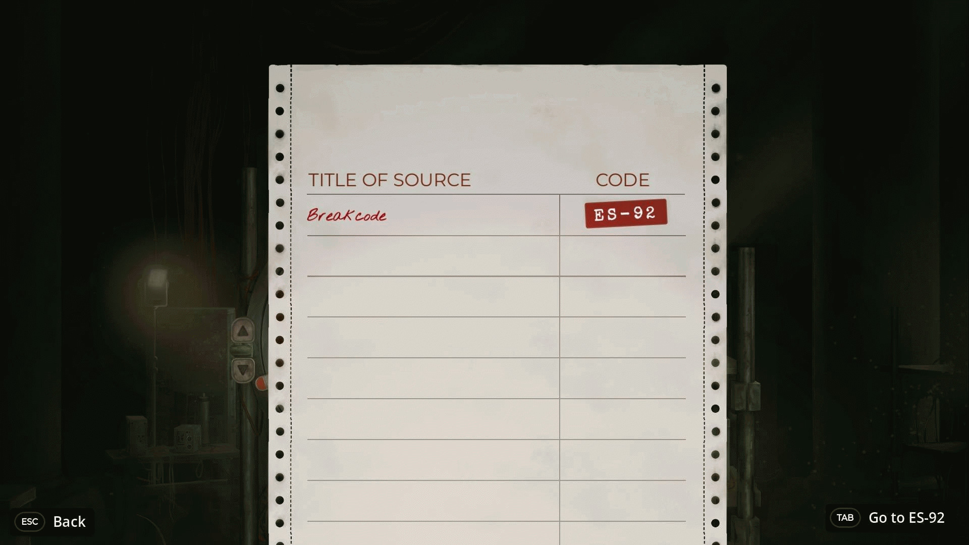 Записная книжка с названием книги и её кодом-идентификатором