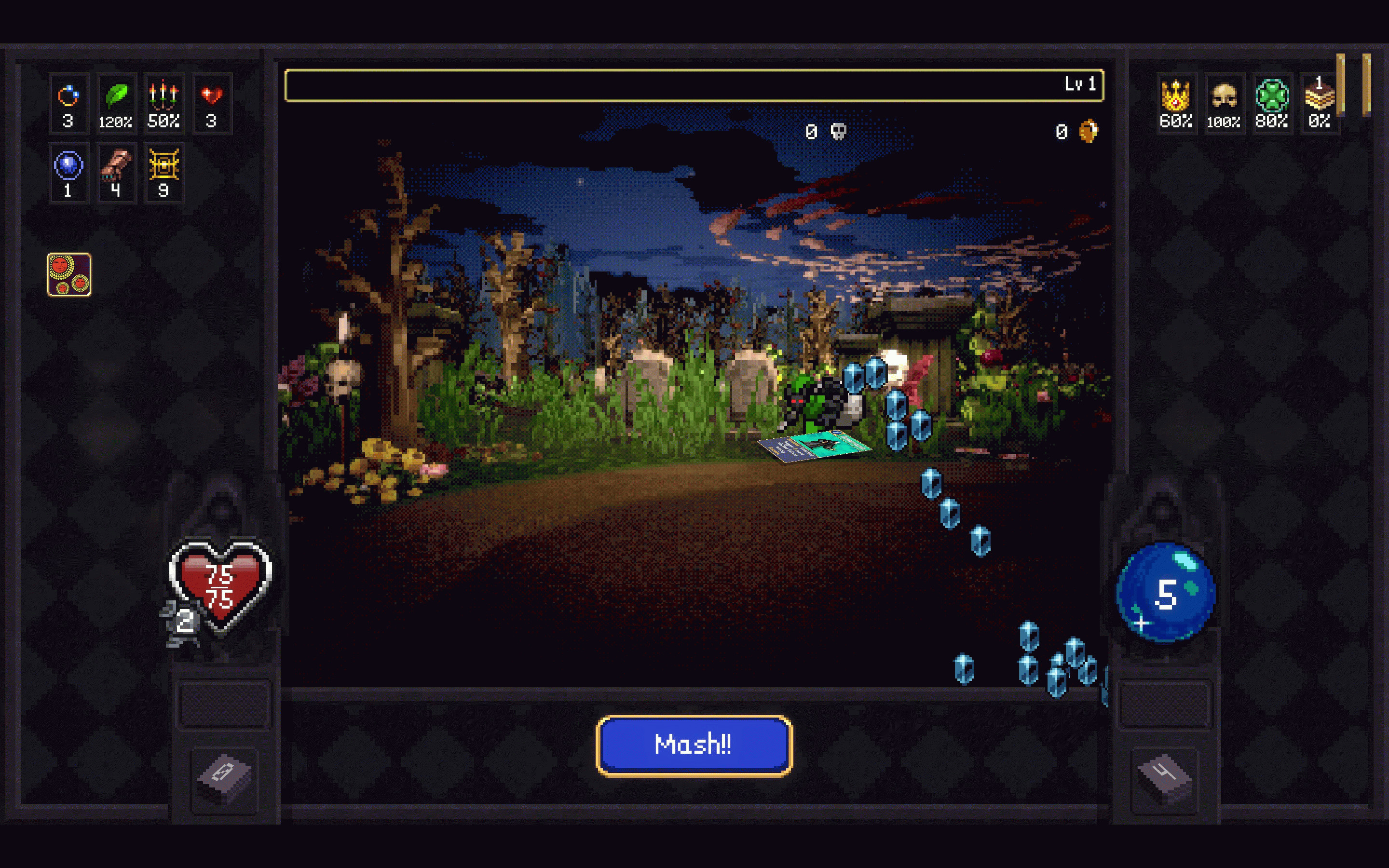 Передвижение по лесному подземелью в Vampire Crawlers.