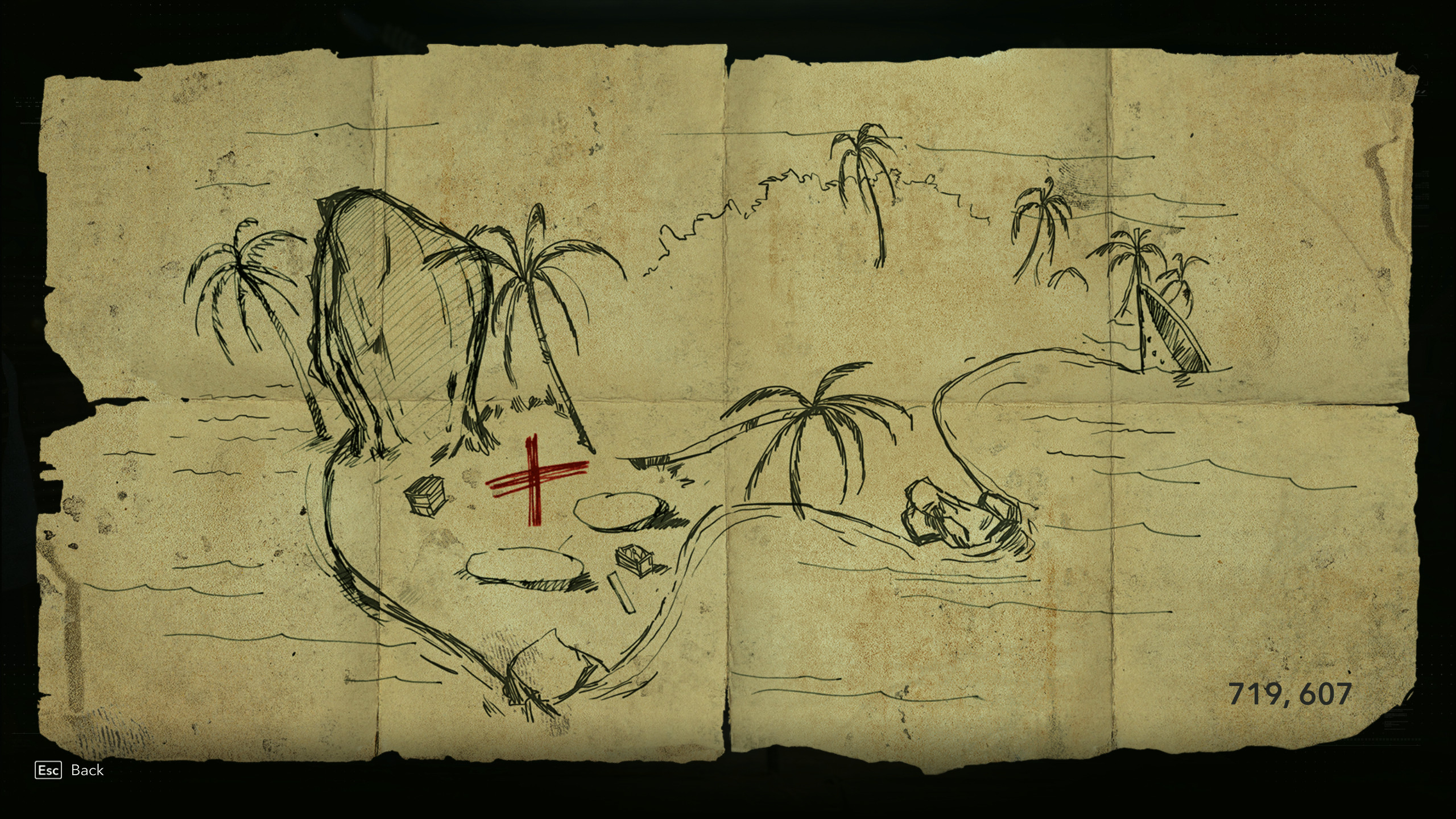 Карты сокровищ Black Flag Resynced: нарисованная от руки карта, ведущая к зарытому кладу.