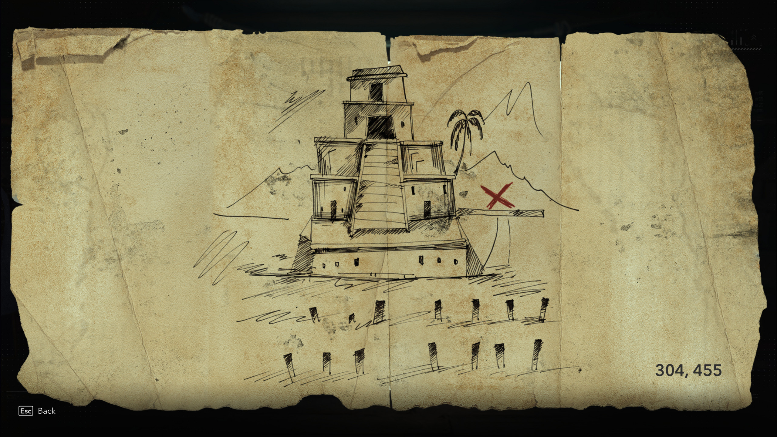 Карты сокровищ Black Flag Resynced: нарисованная от руки карта, ведущая к зарытому кладу.