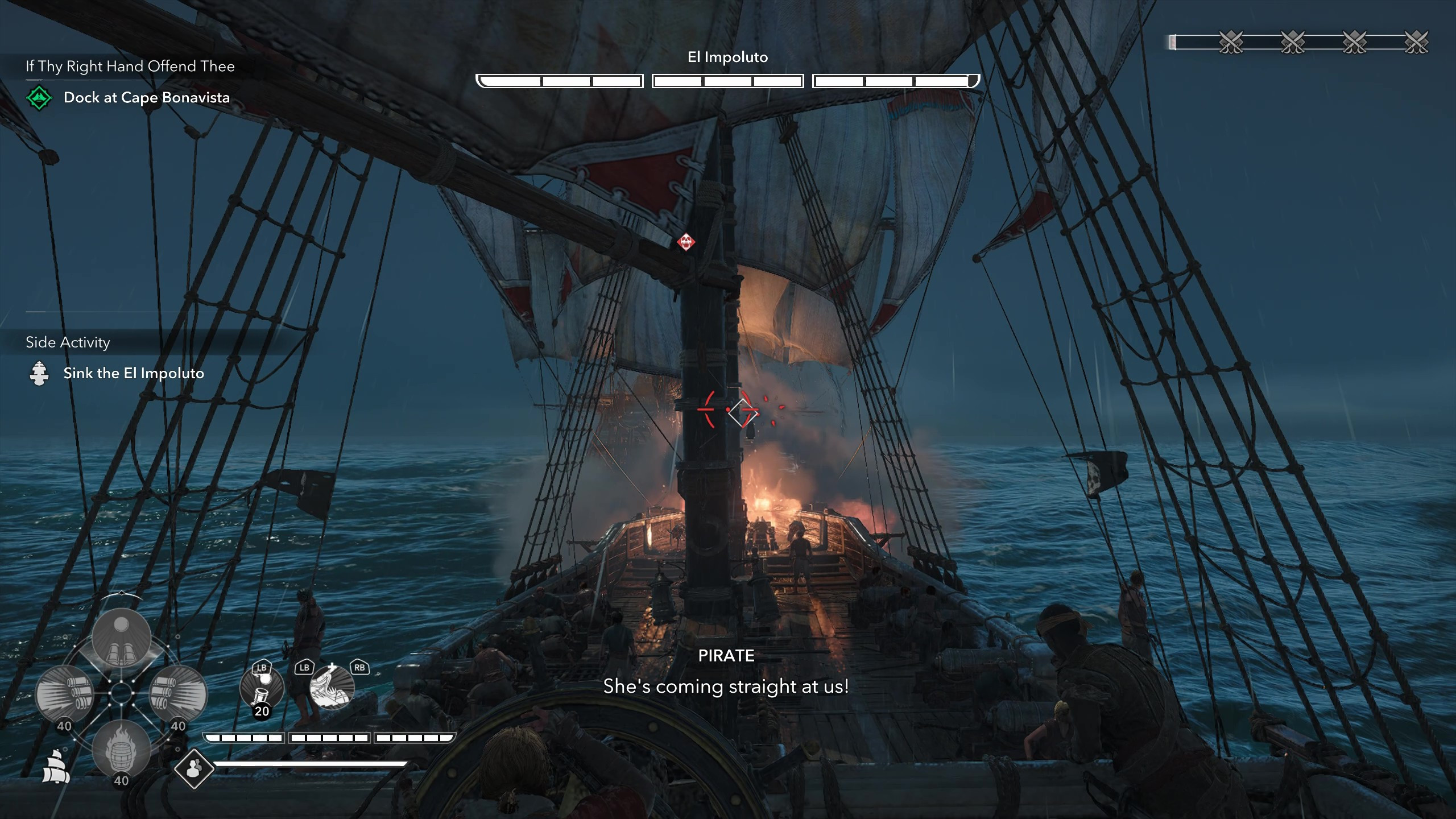 Легендарные корабли Assassin's Creed Black Flag Resynced: морской бой, в котором игрок обменивается пушечными залпами с «Эль-Имполуто».