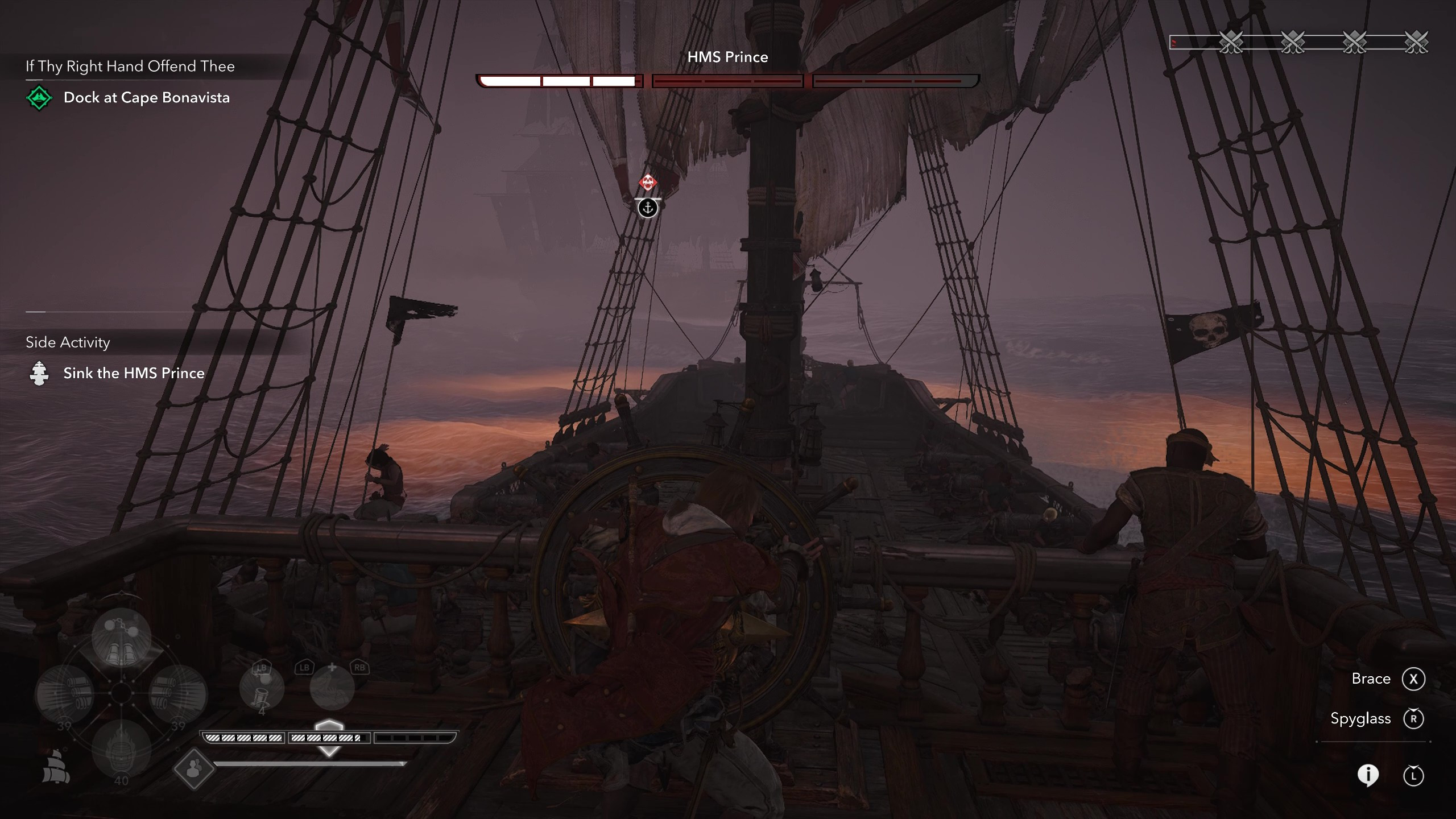 Легендарные корабли Assassin's Creed Black Flag Resynced: морской бой против «Принца», где игрок защищается от мортир.