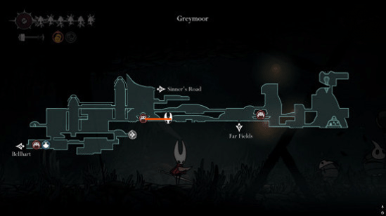 Лучший ранний фарм бусин в Hollow Knight: Silksong: карта фарма в Греймуре