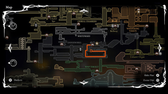 Hollow Knight Silksong Цепкая нить: местоположение Цепкой нити на карте