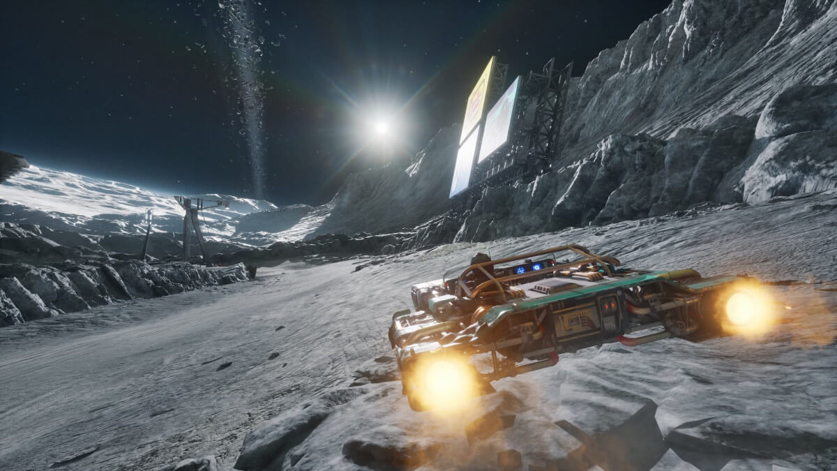 Заезд по планете, похожей на луну, в Star Wars: Galactic Racer.