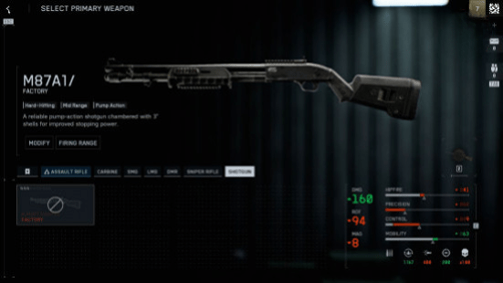 Оружие BF6: страница с характеристиками дробовика.