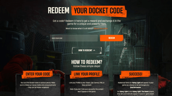 Dying Light: The Beast — ввод кодов: экран активации докет-кодов