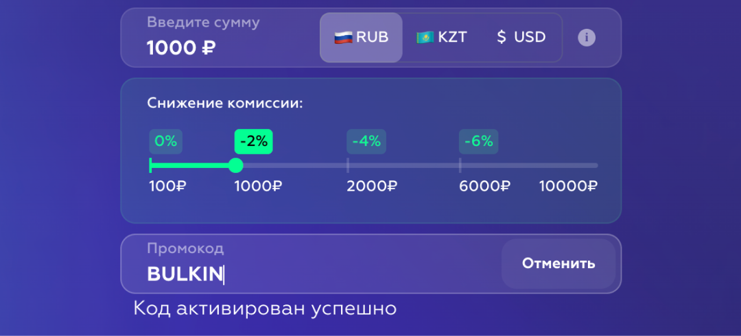 Успешная активация промокода Купикод