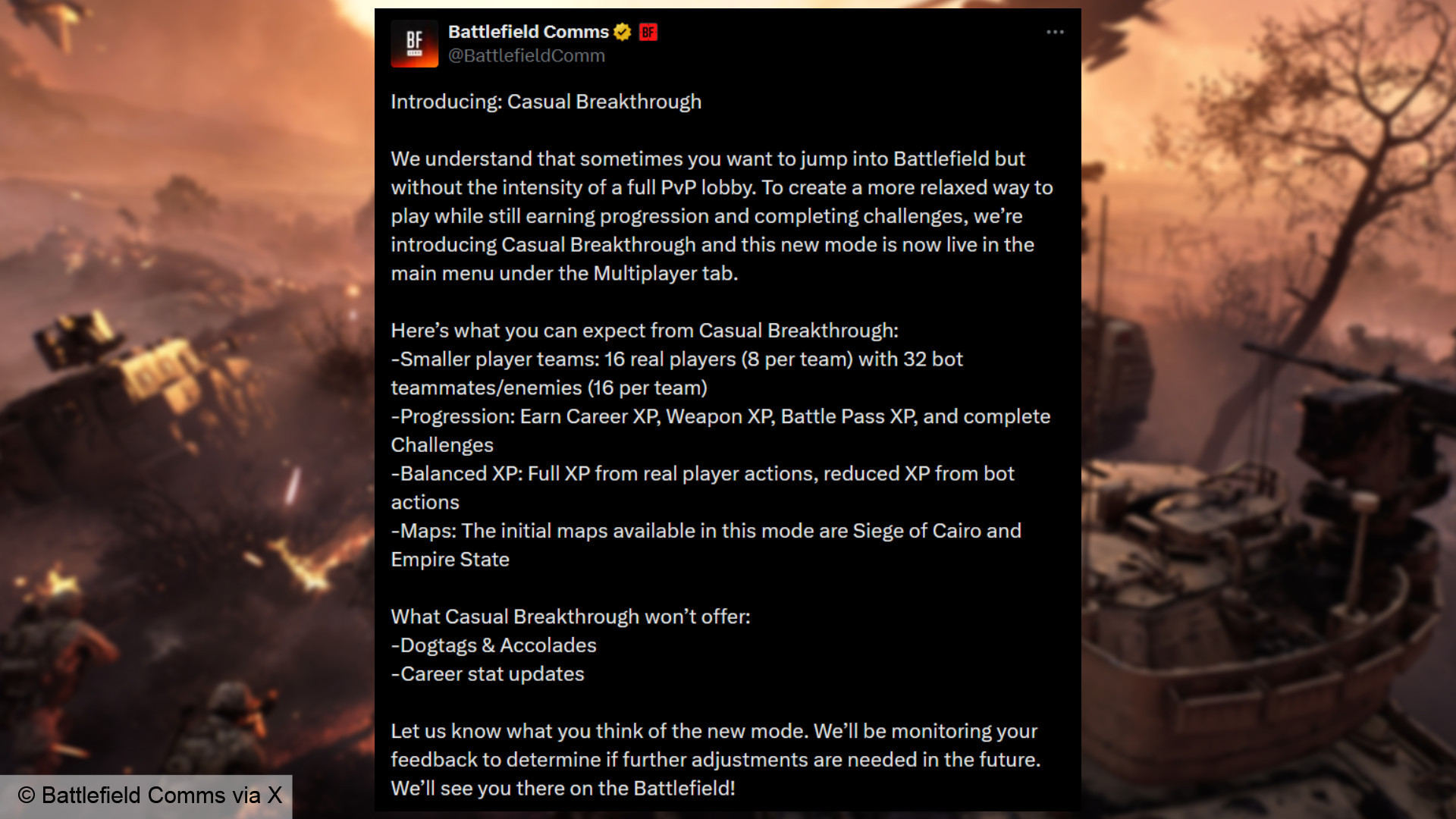 Новый «casual»-режим Battlefield 6 ищет золотую середину — разработчики продолжают борьбу с фармом XP