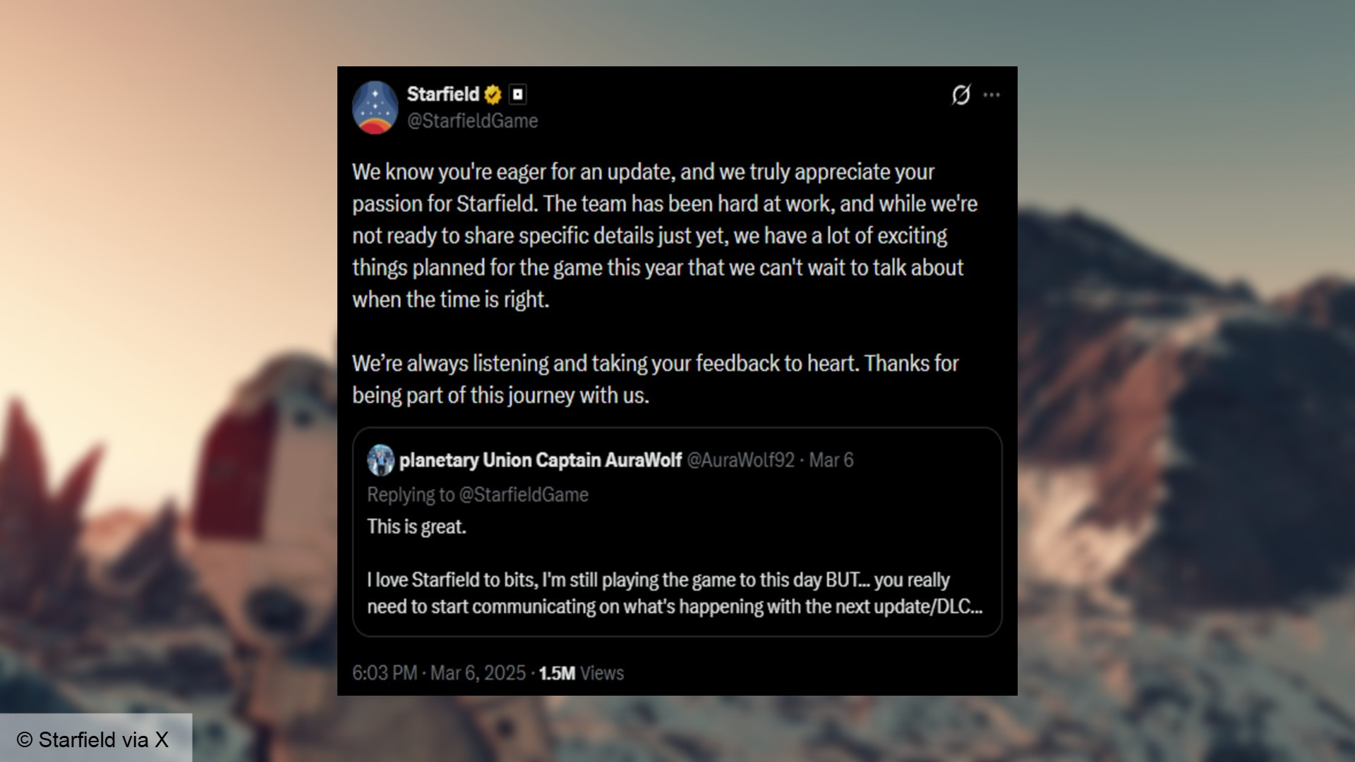 Обещанных для 2025-го «крутых вещей» для Starfield всё нет — кажется, нас оставили задыхаться в космосе