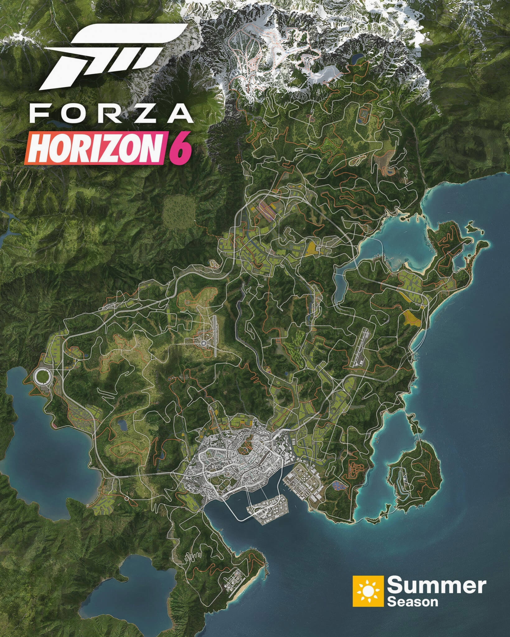 Полная карта Forza Horizon 6 наконец-то показали, и хотя Токио не занимает половину экрана, «асфальтовых спагетти» тут хватает