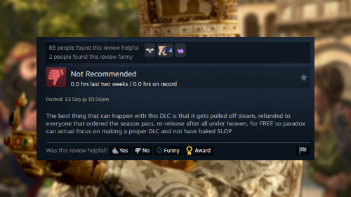 Обновление Crusader Kings 3 пытается исправить DLC Coronations с рейтингом 17%, которое фанаты окрестили «испечённой бурдой»