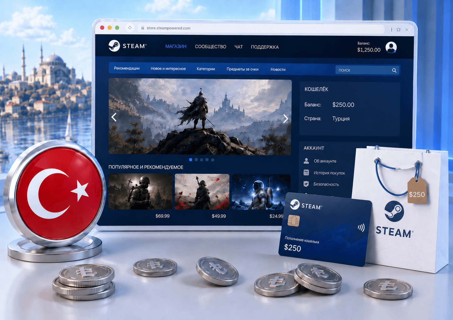 Steam Турция в 2026 году: цены, как создать аккаунт и пополнять из России