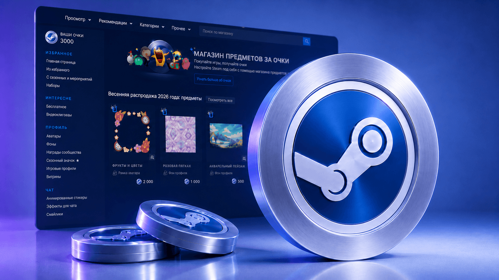 Очки Steam в 2026 году: как получить, потратить и прокачать профиль