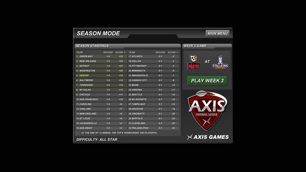 Игра Axis Football 2015, скриншот