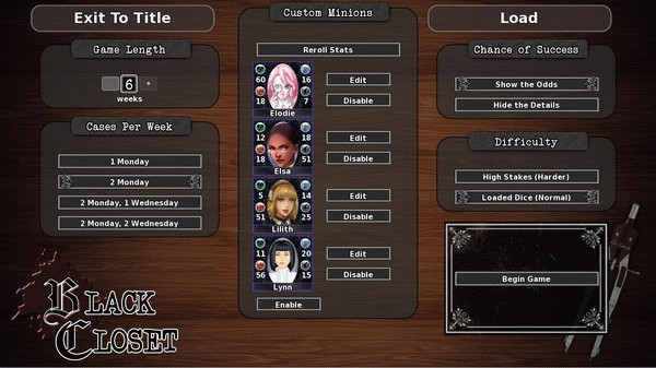 Игра Black Closet, скриншот