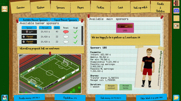 Игра Boeckham's Football Manager, скриншот