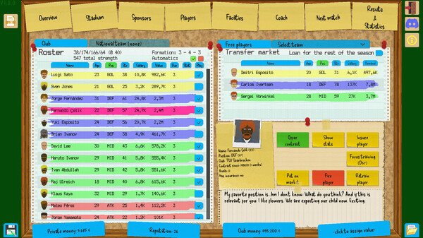 Игра Boeckham's Football Manager, скриншот